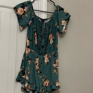 turquoise off the shoulder romper